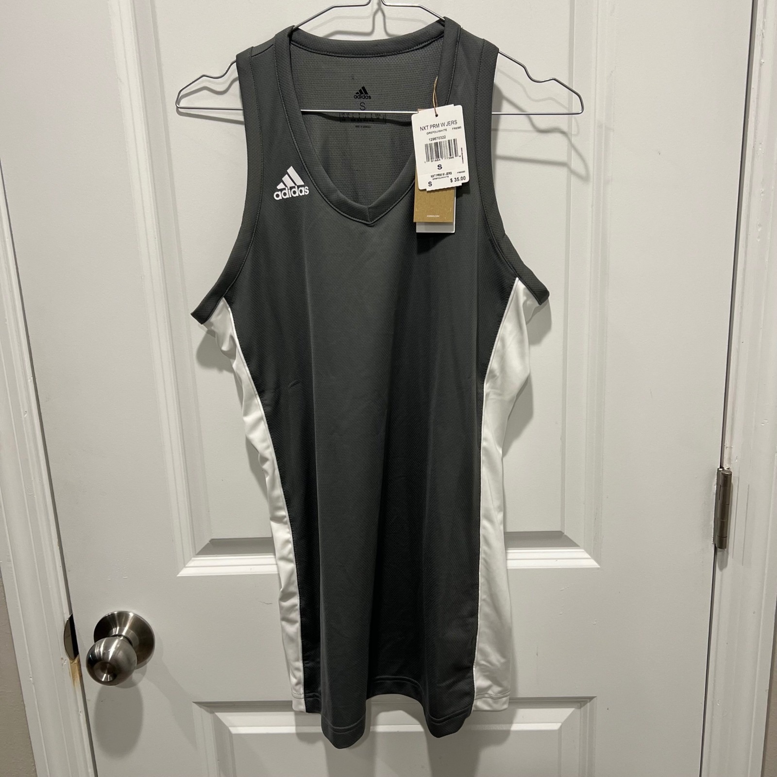 Adidas Womens Basketball Jersey Primegreen Mesh Grey White S Nwt